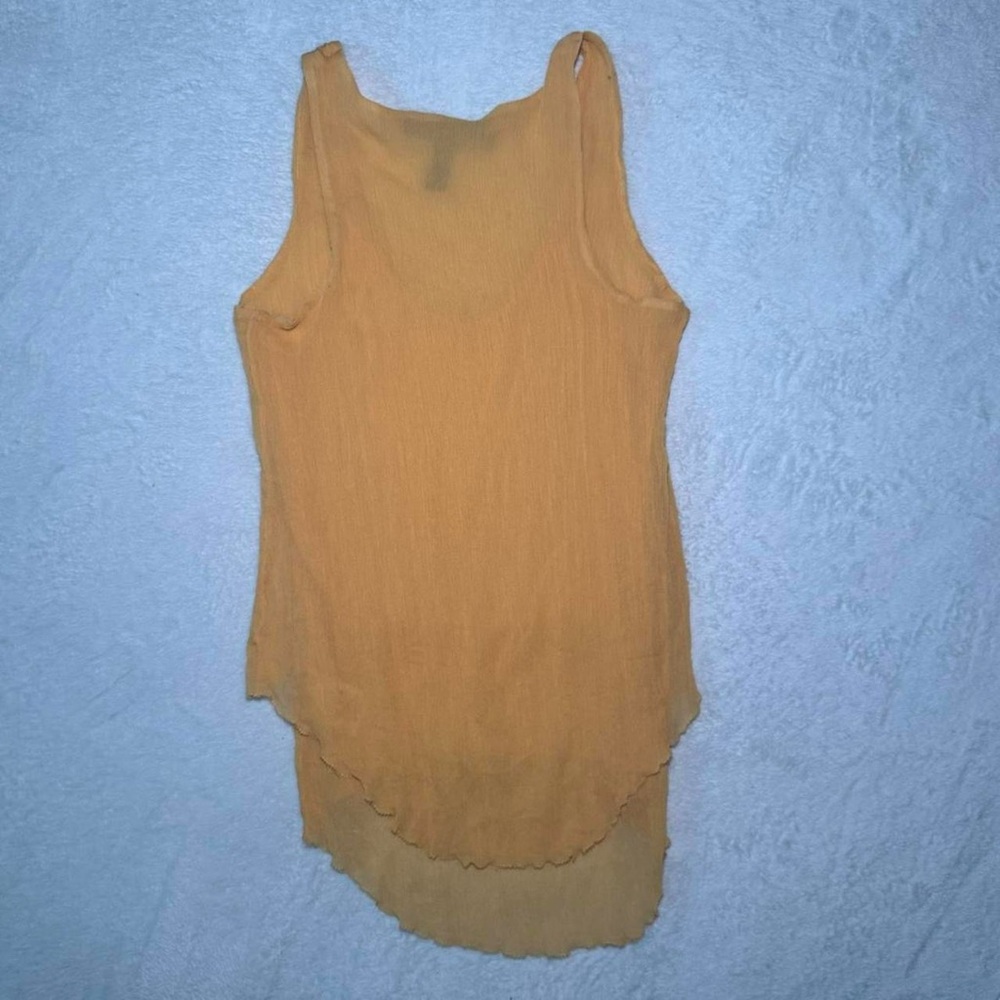 Vintage 90s Y2K Pastel Orange Silk Flowy Fairy Boho Top - Picture 5 of 7